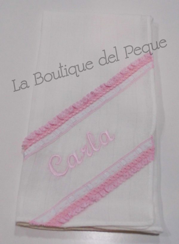 Gasita personalizada Rosa-Blanco con Nombre