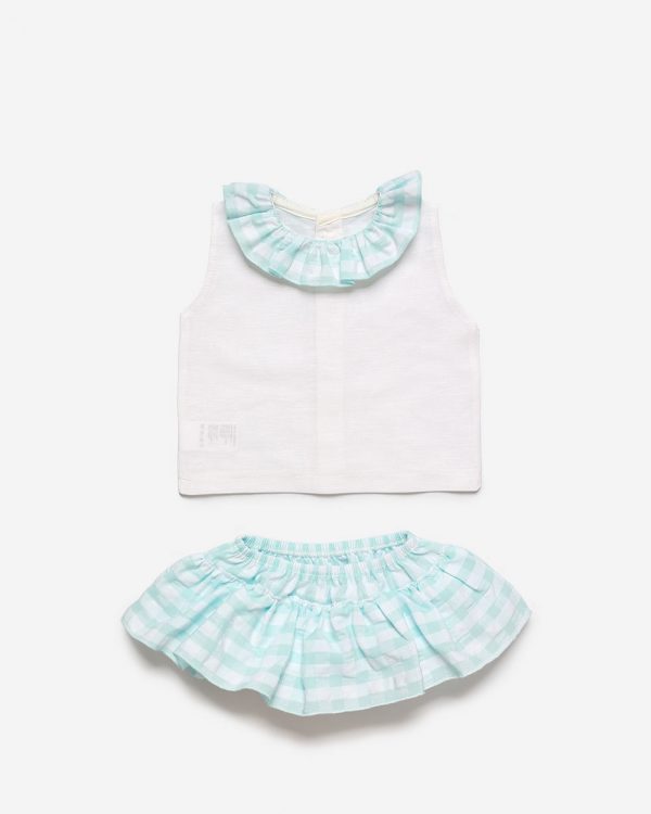 Conjunto Falda Camisa Niña Cuadritos Juliana J7182 - Imagen 2