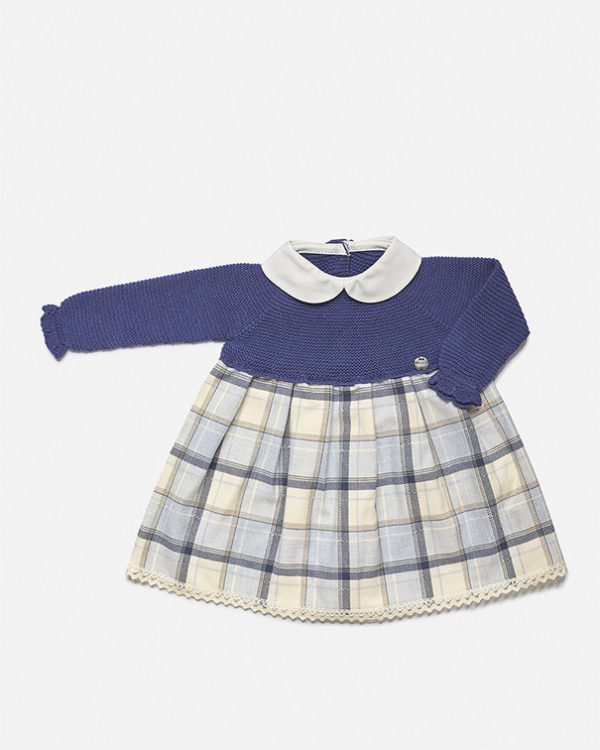 Vestido Niña Cuerpo Punto Tela Cuadros Juliana J8151