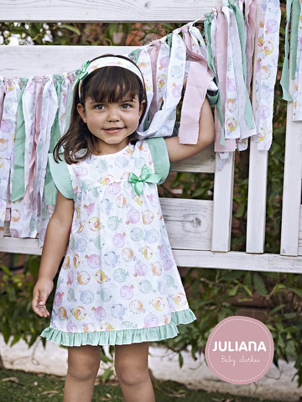 Vestido Niña Enterizo Telas Peces Globo Juliana J7136 - Imagen 2