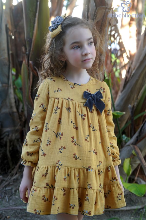 Vestido Niña Mostaza Flores Dbb Collection 21118