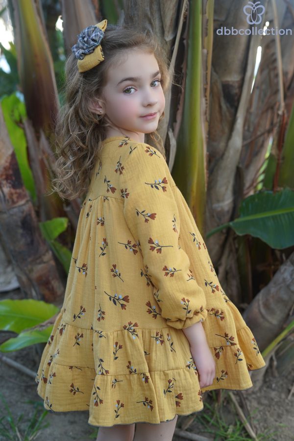 Vestido Niña Mostaza Flores Dbb Collection 21118 - Imagen 2
