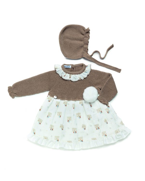 Vestido Niña Cuerpo Punto Tela Búhos Juliana 24637