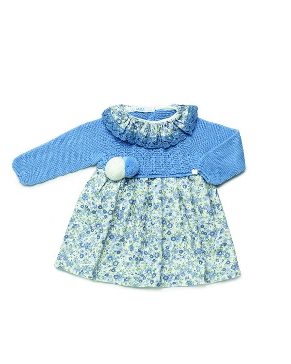 Vestido Niña Cuerpo Punto Tela Flores Juliana 24639