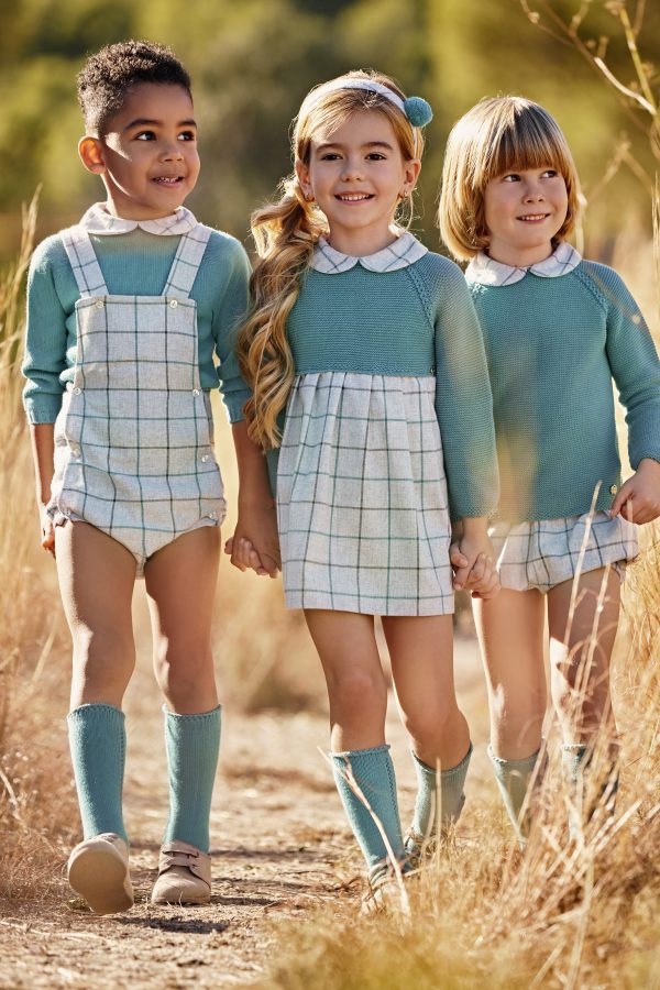 Vestido Niña Cuerpo Punto Tela Cuadros Juliana 24640 - Imagen 3