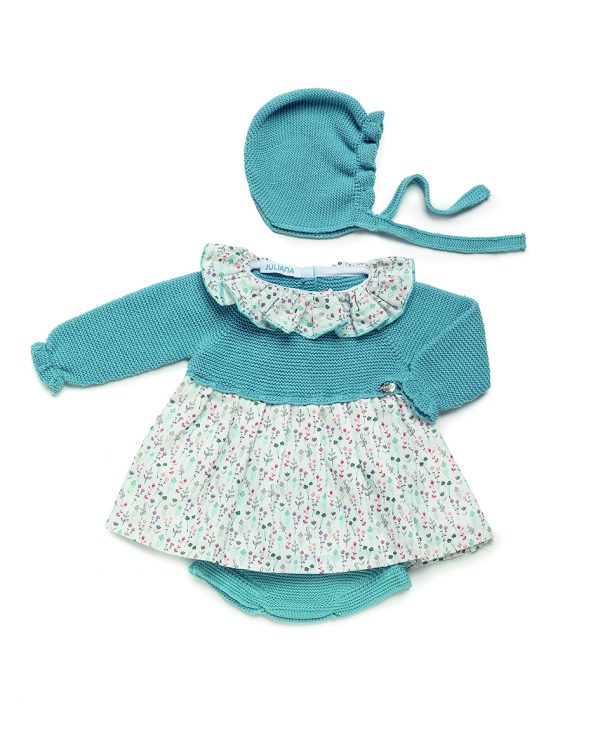 Vestido Niña Cuerpo Punto Tela Ramitas Juliana 24666