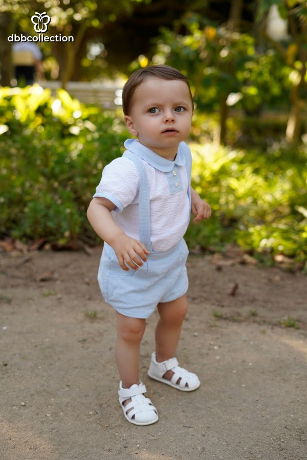 Conjunto Niño Cuello Bebé Blanco y Celeste Dbb Collection 22705