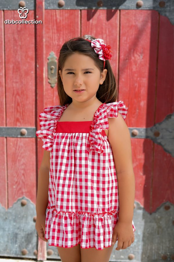 Vestido Niña Cuadros Vichy Rojo Dbb Collection 22518