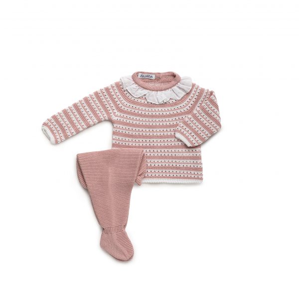Conjunto Bebé Polaina 2 Piezas Pasacintas Rayado 2 Colores Juliana 25051