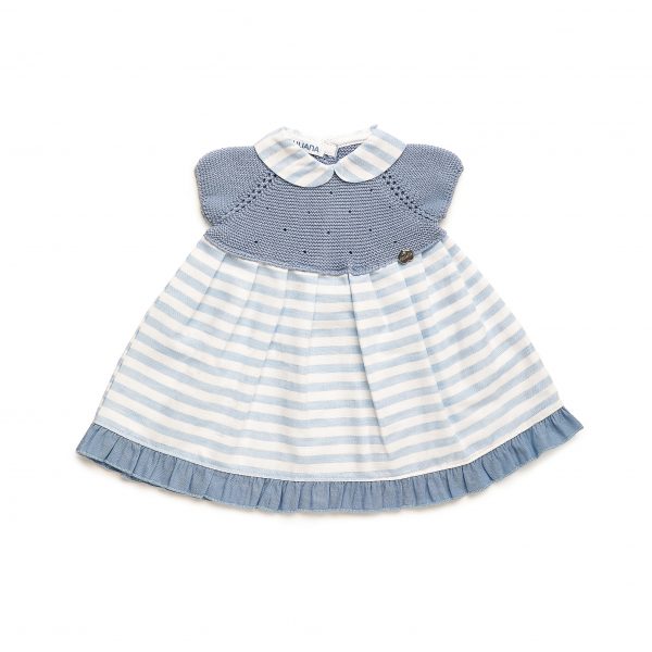 Vestido Niña Cuerpo Punto Rayado Cuello Bebé Juliana 25121