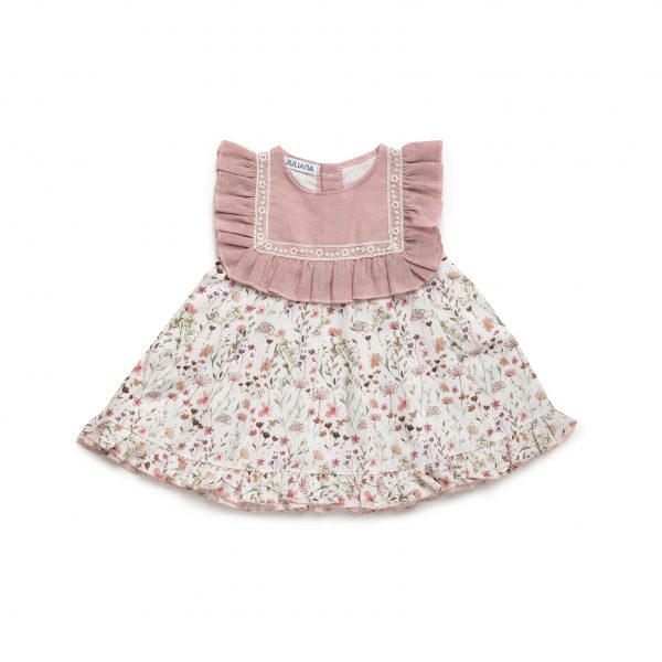 Vestido Niña Cortado Cintura Flores Juliana 25138