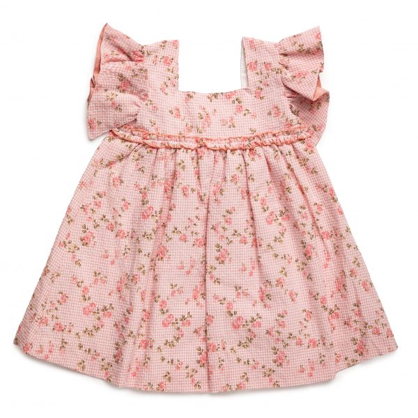 Vestido Niña Cuadritos Florecitas Volantes Juliana 25146