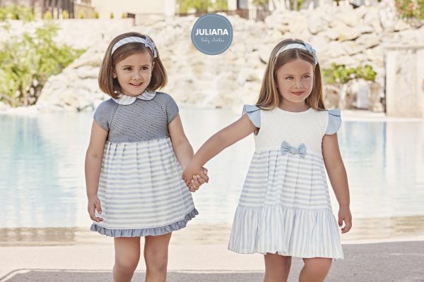 Vestido Niña 2 Volantes Rayado Juliana 25130 - Imagen 2