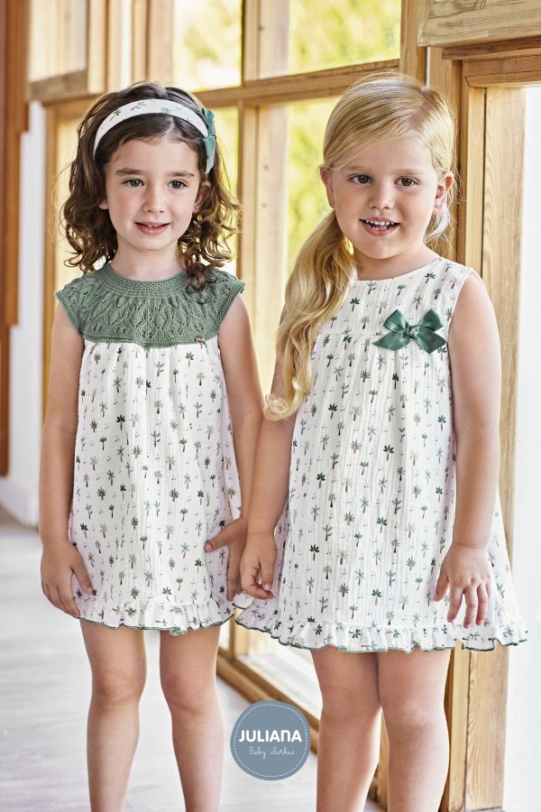 Vestido Niña Cuerpo Punto Redondo Palmeras Juliana 25114 - Imagen 2