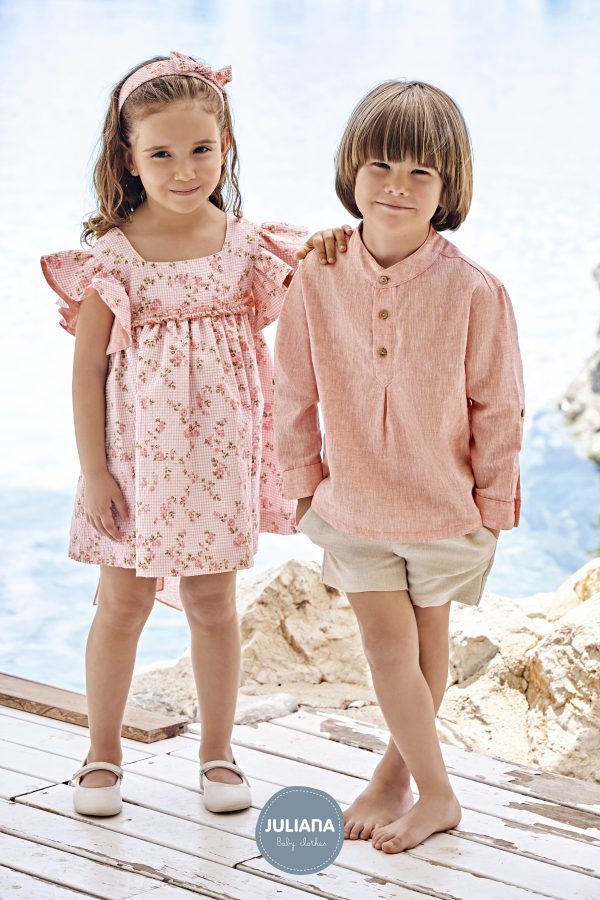 Vestido Niña Cuadritos Florecitas Volantes Juliana 25146 - Imagen 2