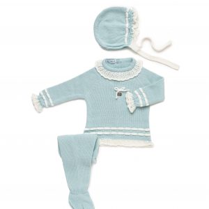 Conjunto Bebé Lana 3 Piezas Lorzas Empiece Calado 25543