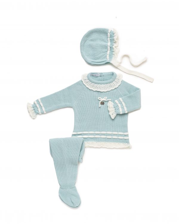 Conjunto Bebé Lana 3 Piezas Lorzas Empiece Calado 25543