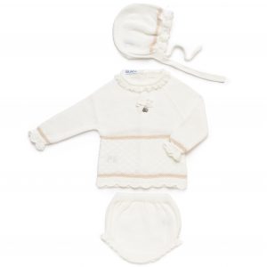 Conjunto Bebé Lana 3 Piezas Braga Punto Rombos Juliana 25576