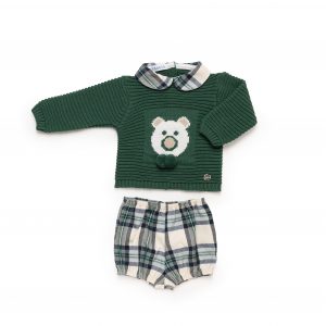 Conjunto Bebé Pantalón Tela Cuadros Oso Juliana 25589