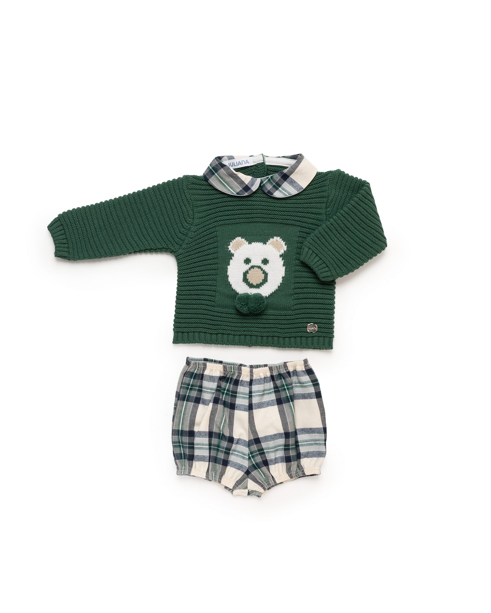 Conjunto Bebé Pantalón Tela Cuadros Oso Juliana 25589