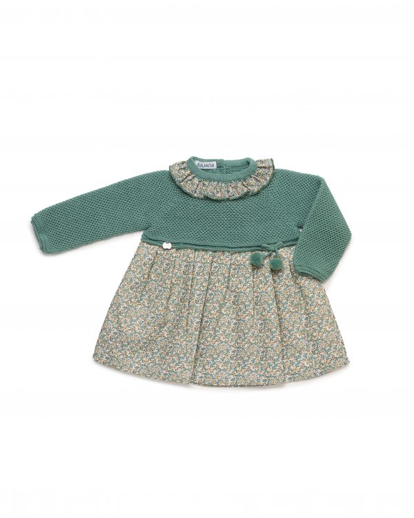 Vestido Niña Cuerpo Punto Recogidas Florecitas Juliana 25651