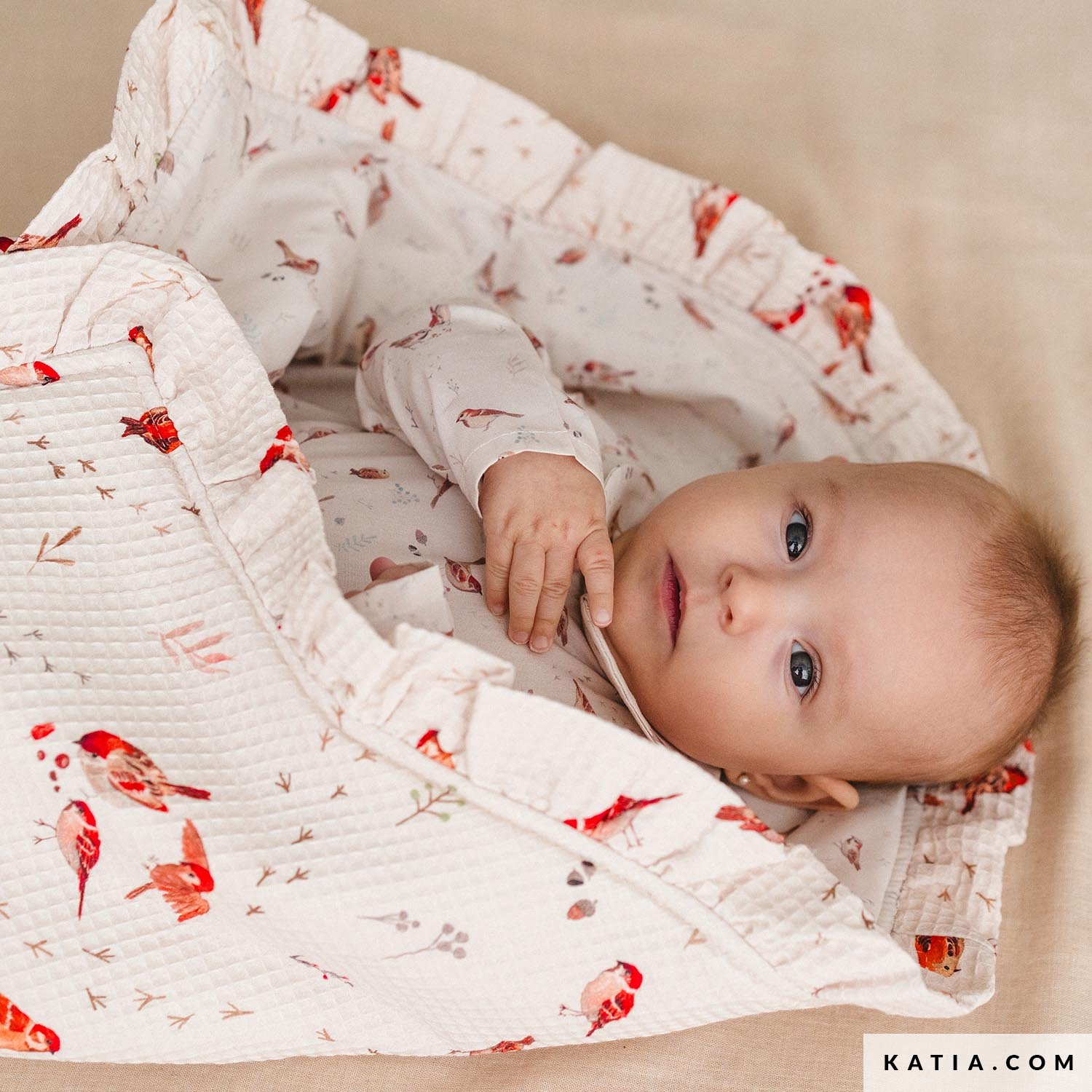 Tela por metros Katia 2312-3 Baby Birds - Imagen 2